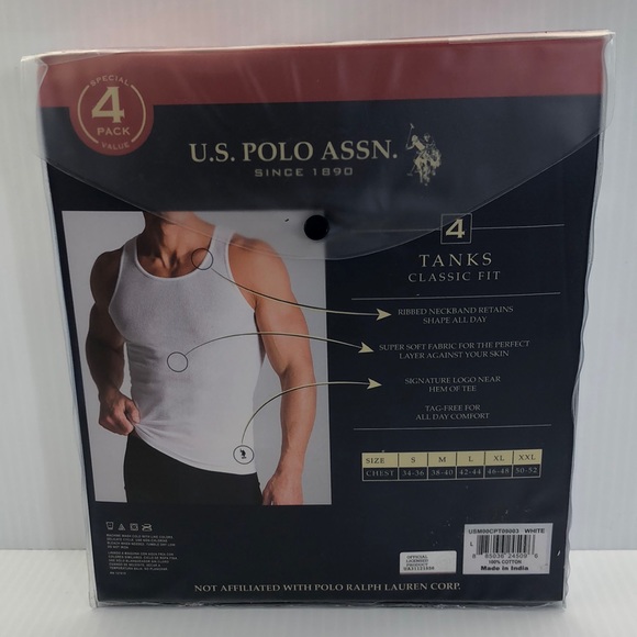 Uspa Tank Top Wife Beater 4 Pack Size 